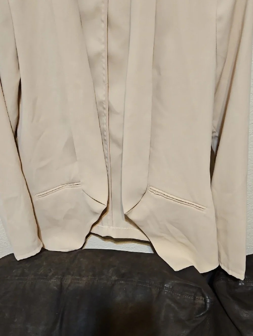 Lulu's Beige Open-Front Draped Blazer
